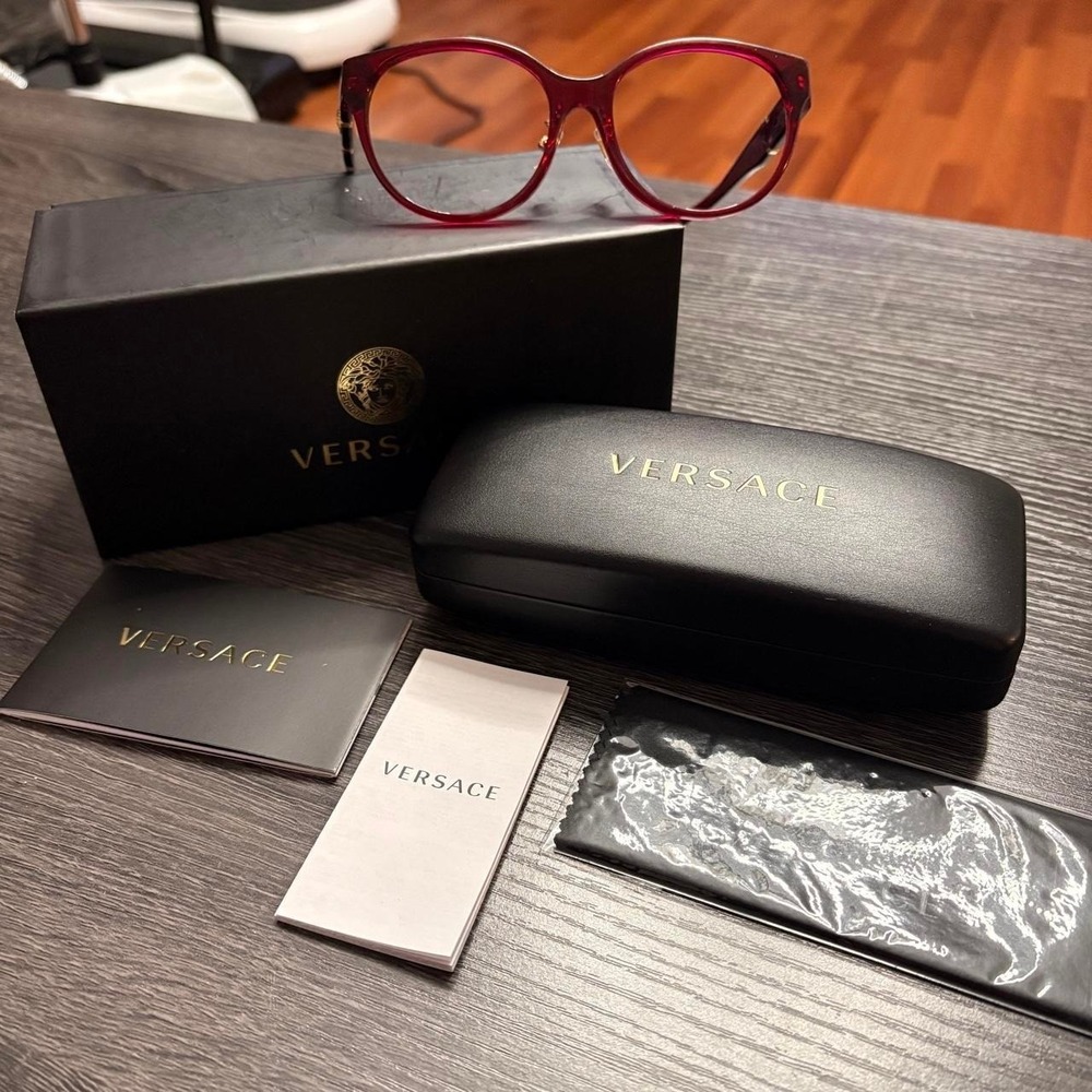 Versace Women's Transparent Red Eyeglasses 53-7-140 frames Model VE3351-D 5430
